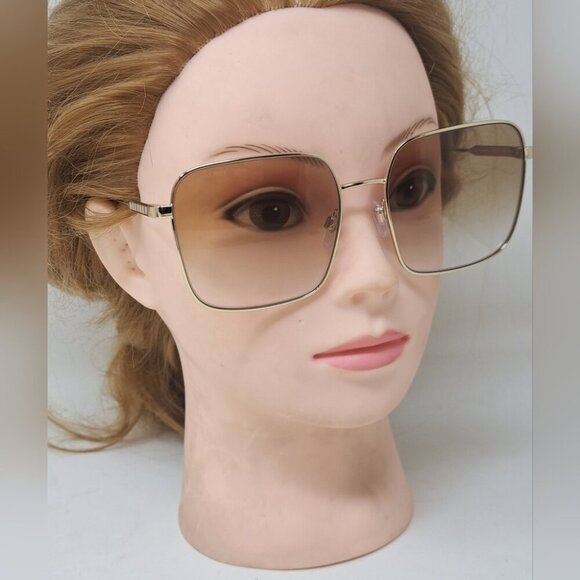 Burberry Sunglasses Gold Brown Gradient Oversized Square Check B3119 58-17-140 - Picture 3 of 14